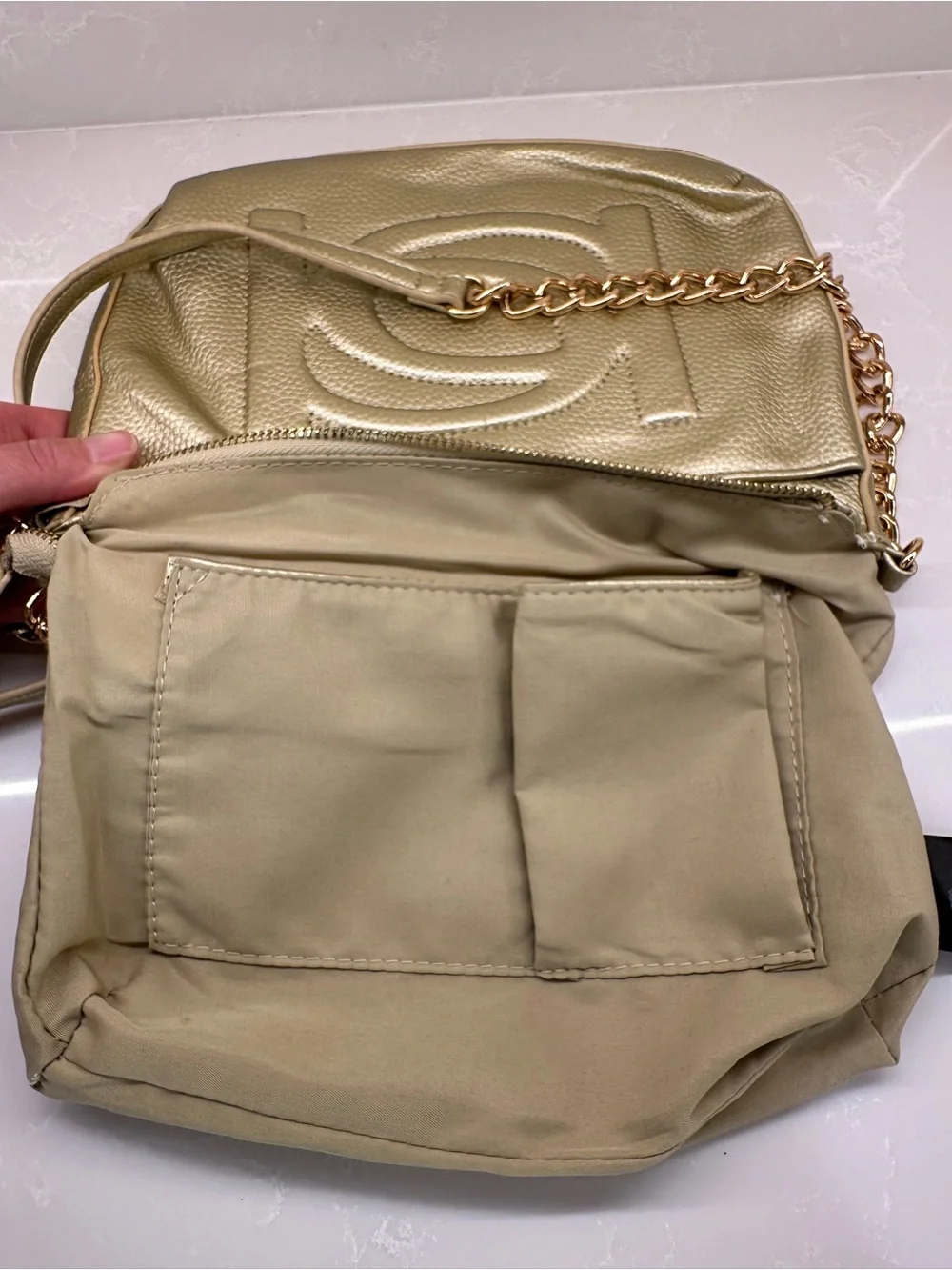Authentic bebe Metallic Gold Crossbody Bag
